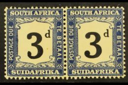 POSTAGE DUES 1927-8 3d Black & Blue, Horizontal Pair With WARPED "3" VARIETY, SG D20, Fine Mint. For More... - Zonder Classificatie