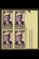 1942-4 2d Violet, LINE ON CAP Variety In Right Marginal Block Of 4 (two Units), SG 100d, Never Hinged Mint. For... - Non Classés