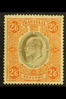 TRANSVAAL REVENUE 1906 KEVII 2s6d Orange & Black , Barefoot 104, Never Hinged Mint, Vertical Crease. For More... - Zonder Classificatie