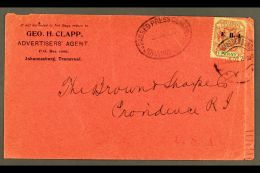 TRANSVAAL 1902 1d "E.R.I." Ovpt On Commercial Cover To USA, Oval "Passed Press Censor / Johannesburg" Cachet,... - Non Classés