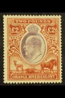 ORANGE RIVER COLONY REVENUE 1903 KEVII £2 Brown & Violet, Wmk Crown CC, Barefoot 109, Never Hinged Mint,... - Zonder Classificatie