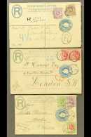 ORANGE RIVER COLONY 1906-1908 Three Used Postal Stationery 4d Registered Envelopes Addressed To England, Germany... - Zonder Classificatie