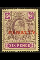 CAPE OF GOOD HOPE REVENUE - 1911 6d Purple & Magenta, Ovptd "PENALTY" Barefoot 2, Never Hinged Mint. For More... - Unclassified