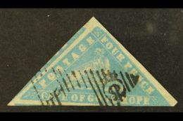 CAPE OF GOOD HOPE 1861 4d Pale Bright Blue "Wood Block", SG 14b, Very Finely Used, 2 Large & One Margin Just... - Unclassified