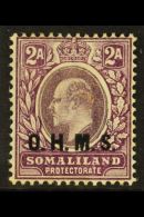 OFFICIAL 1904-05 2a Dull And Bright Purple Wmk Crown CA, SG O12, Very Fine Mint. For More Images, Please Visit... - Somaliland (Protectorate ...-1959)