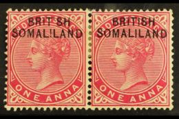 1903 1a Carmine With "BRIT  SH" ERROR IN PAIR WITH NORMAL, SG 2a+2, Very Fine Mint. For More Images, Please Visit... - Somaliland (Herrschaft ...-1959)