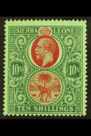 1921-27 10s Red And Green On Green, SG 146, Very Fine Mint. For More Images, Please Visit... - Sierra Leona (...-1960)