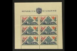 1952 200L X6 Air Stamp Day And Philatelic Exhibition Miniature Sheet, Sassone 14 Or Michel 490 Klb, Never Hinged... - Altri & Non Classificati