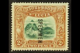 1902 2d Green "The Pitons", Ovptd "Specimen", SG 63s, Very Fine Mint. For More Images, Please Visit... - Ste Lucie (...-1978)