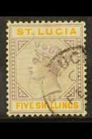 1891-8 5s Dull Mauve & Orange, Die II, Wmk Crown CA, SG 51, Fine Used. For More Images, Please Visit... - St.Lucia (...-1978)