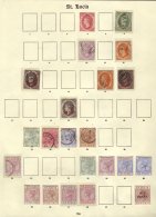1863-98 OLD TIME COLLECTION On An Old Imperial Printed Page. Includes 1863 Lake Mint & Emerald Green Used,... - St.Lucia (...-1978)