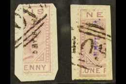 1883 ½d On Half Of 1d Lilac-mauve, In Violet And Black, SG 35/6, Both Used On Individual Fragments. (2... - St.Cristopher-Nevis & Anguilla (...-1980)
