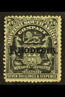 1909 7s 6d Black Arms Ovptd Rhodesia, SG 111, Very Fine And Fresh Mint. For More Images, Please Visit... - Andere & Zonder Classificatie