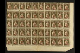 TIMOR 1919 2avos On ½a Brown Olive Charity Tax, SG C228 (Afinsa 1), BLOCK OF 50 (10x5) From The Low Right... - Other & Unclassified