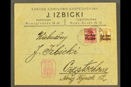 LOCAL TOWN POST CZESTOCHOWA 1917 (17 Aug) Cover Bearing Gen-Gouv Warschau 10pf & 15pf Stamps Tied By... - Otros & Sin Clasificación