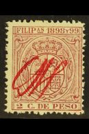 REVENUE STAMPS (U.S. ADMINISTRATION) - INTERNAL REVENUE PROVISIONAL 1898-99 2c Pale Claret Endorsed With Red... - Philippines