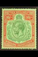 1921 - 33 10s Green And Red On Pale Emerald, Variety "Damaged Leaf At Bottom", SG 113f, Very Fine And Fresh Mint.... - Nyasaland (1907-1953)