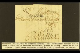 1767 (26 Jan) Entire Letter From Amsterdam To Bordeaux (France), Bearing Straight-line "D'HOLLANDE" Handstamp Of... - Autres & Non Classés