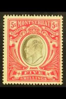 1904-08 KEVII 5s Black And Red, Wmk Mult Crown CA, SG 33, Very Fine Mint. For More Images, Please Visit... - Montserrat