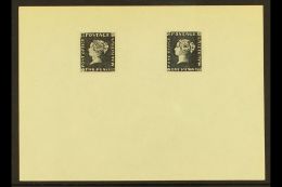 THE FAMOUS "POST OFFICE" MAURITIUS Both 1d & 2d Values Struck In Black, On Ungummed Paper, Piece Approx 144 X... - Mauritius (...-1967)
