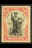 1930 10s Black And Carmine Top Value, SG 209, Very Fine Mint. For More Images, Please Visit... - Malta (...-1964)