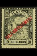 1922 10s Black Overprinted "SELF-GOVERNMENT", SG 121, Fine Mint. For More Images, Please Visit... - Malta (...-1964)