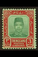 TRENGGANU 1910 $3 Green And Red On Green, Wmk MCA, Sultan, SG 16, Very Fine Mint. For More Images, Please Visit... - Other & Unclassified