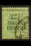 SUNGEI UJONG 1891 2c On 24c Green Surcharge With WATERMARK INVERTED Variety, SG 49w, Very Fine Used, Very Scarce.... - Altri & Non Classificati