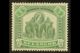 SELANGOR 1895 $1 Green And Yellow Green Elephants, SG 61, Very Fine And Fresh Mint. For More Images, Please Visit... - Andere & Zonder Classificatie