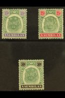 NEGRI SEMBILAN 1895 15c, 25c And 50c "Tigers", SG 11, 13, 14, Very Fine And Fresh Mint. (3 Stamps) For More... - Otros & Sin Clasificación