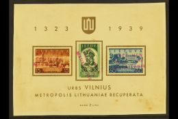 1940 ARCHIVE SPECIMEN 1940 Recovery Of Vilnius Imperf Miniature Sheet, Michel Block 2, Affixed To Archive Paper... - Lituanie