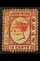 1879 12c Carmine, SG 3, Cancelled With Grid Of Red Dots, Repaired At Left But Fine Appearance. Scarce Stamp. For... - Nordborneo (...-1963)