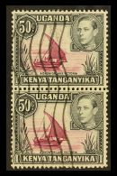 1950 50c Reddish Purple And Black, With "Dot Removed" IN PAIR WITH NORMAL, SG 144eb, Good Used With Wavy Line... - Vide