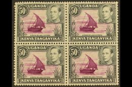 1938 50c Purple And Black With "ROPE NOT JOINED TO SAIL" Variety, SG 144a, In A Mint Block Of Four With Yellow... - Vide