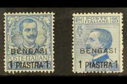 POST OFFICES IN LIBYA BENGHAZI - 1901 1pi On 25c & 1911 1pi On 25c, Sassone 1/2, Very Fine Mint (2). For More... - Otros & Sin Clasificación