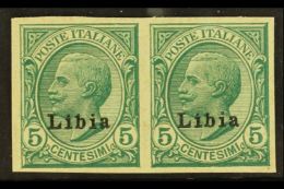 LYBIA 1912 5c Green Leone, Without Wmk, Variety "imperf", Sass 3ba, Very Fine Unused Pair. For More Images, Please... - Other & Unclassified