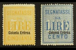 ERITREA POSTAGE DUES 1903 50L Yellow & 100L Blue Overprints (SG D41/42, Sassone 12/13), Fine Mint, 50L With... - Otros & Sin Clasificación