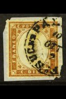 1862 10c Dark Brown Sassone 1d, Fine Used On Original Piece Tied By Part Palermo Cds,  2012 Sorani Photo... - Zonder Classificatie