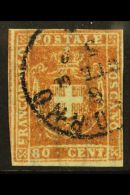 TUSCANY 1860 80c Carnation Red, Provisional Govt, Sass 22, Very Fine Used With Clear To Large Margins All Round... - Unclassified