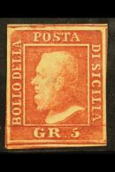 SICILY 1859 5gr. Rose Carmine, Plate I Sassone 9, Mint With Good Colour And Four Margins, A Thin And Pinhole... - Unclassified