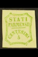 PARMA 1859 5c Yellow Green,  Sass 13, Superb Mint Og With Bright Colour And Large Margins, Signed Sorani. Lovely... - Unclassified