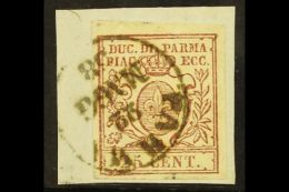 PARMA 1857 25c Brown Lilac, Sass 10, Superb Used On Small Piece, With Large Margins And Tied By Neat Parma Cds.... - Unclassified