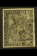 PARMA 1852 10c Black On White 'Crown', Sass 2, Very Fine Used, Four Good Margins, Light Cancel. Cat €250... - Non Classificati