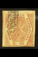 NAPLES 1858 10gr Brown Rose, Plate I, Sass 10, Very Fine Used With Good To Large Margins And Crisp Engraving.... - Unclassified