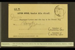 1946 PRIVATE BAG LETTER ADVICE A Scarce Private Bag Receipt For Two Registered Letters  To Switzers In Dublin. For... - Other & Unclassified