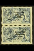 1925-28 10s Dull Grey-blue Seahorses With WIDE AND NARROW DATE Overprints Vertical Pair (SG 85a, Hibernian T71v),... - Otros & Sin Clasificación