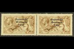 1922-23 2s6d Chocolate Brown Seahorse, SG 64, Horizontal Pair, One With WEAK ACCENT IMPROVED (Row 10/4), Hib. T59... - Other & Unclassified