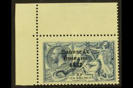 1922-23 10s Dull Grey-blue Seahorses With "Saorstat" Overprint (SG 66) With MAJOR RE-ENTRY (position R. 1/1)... - Other & Unclassified