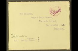 1917 (18 Aug) Stampless Env With Embossed Flap Of "Government Of India" Addressed To England And Endorsed By A... - Iraq