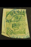 USED ABROAD - HENJAM. KGV ½a Green Tied To Piece By Large Part Blue Double- Ring "HENJA(M) / B.O. / PERSIAN... - Altri & Non Classificati